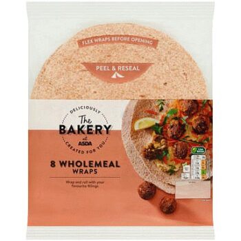 The BAKERY at ASDA The Bakery 8 Wholemeal Wraps (488g)