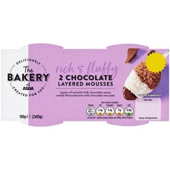 The BAKERY at ASDA The Bakery at Chocolate Layered Mousses (2 x 95g, 190g)
