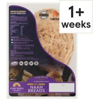 The Clay Oven Bakery Plain Naan Bread (2 x 360g)