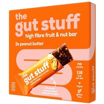 The Gut Stuff High Fibre Fruit & Nut Bar Peanut Butter (3 x 35g)