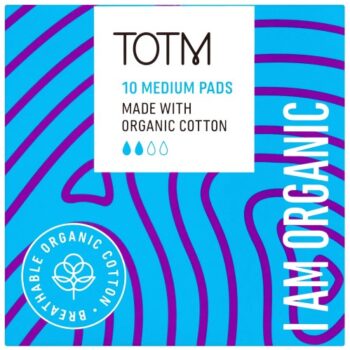 TOTM Organic Cotton Medium Flow Pads with Wings - 10 Pads (10)