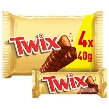 Twix Caramel & Milk Chocolate Fingers Biscuit Twin Snack Bars (4 x 40g)