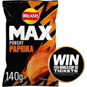 Walkers Max Punchy Paprika Sharing Crisps (140g)
