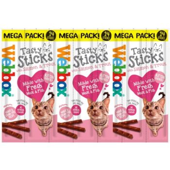 Webbox Tasty Sticks Cat & Kitten Treats Mega Pack with Salmon & Trout (14 x 70g)