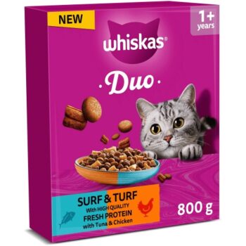 Whiskas 1+ DUO Surf & Turf Dry Cat Food (800g)