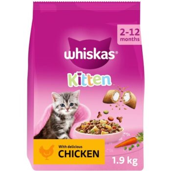 Whiskas Kitten Dry Cat Food with Chicken 2-12mnths Complete (1.9kg)