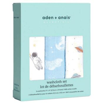 aden + anais Essentials Cotton Muslin Washcloth Space Explorers (3)