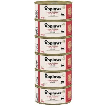 Applaws Natural Wet Adult Cat Food Chicken Breast With Duck In Broth Tins (6 x 156g)
