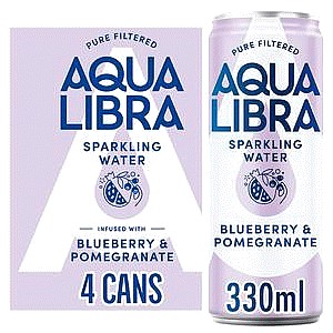 Aqua Libra Sparkling Water Infused with Blueberry & Pomegranate (4 x 330ml)