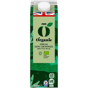 ASDA Organic Fresh Semi Skimmed British Milk (1 Litre)