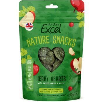 Burgess Excel Nature Snacks Small Animal Treats Herby Hearts With Mixed Herbs & Apple