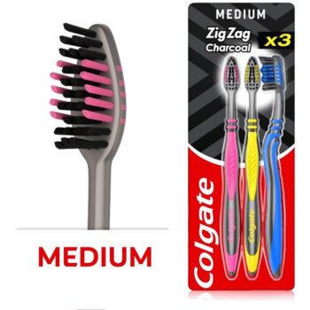 Colgate ZigZag Black Medium Toothbrushes (3)