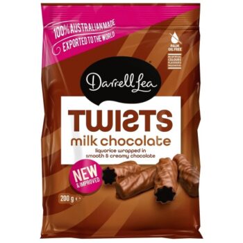 Darrell Lea Chocolate Coated Liquorice Twists (200g)