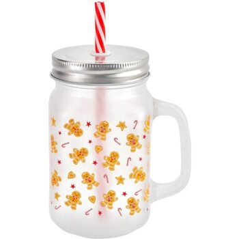 F&F Home Gingerbread Drinking Jar