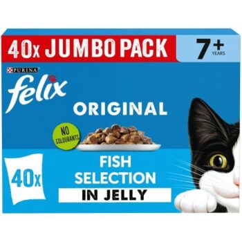FELIX Original Senior 7+ Fish Selection In Jelly Wet Cat Food (40 x 85g)