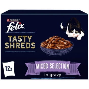 Felix Tasty Shreds Mixed Selection in Gravy Cat Food Pouches (12 x 80g)