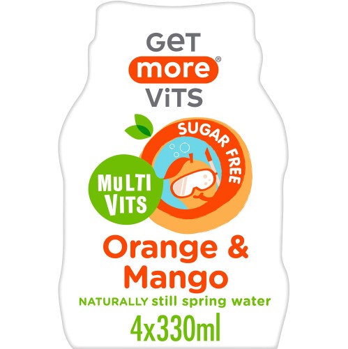 Get More Vits Multi Vits Orange & Mango Naturally Flavoured Still Spring Water (4 x 330ml)