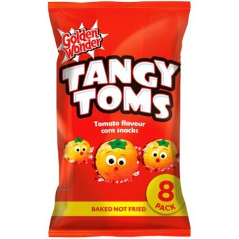 Golden Wonder Tangy Toms Tomato Flavour Corn Snacks (8 x 12g)