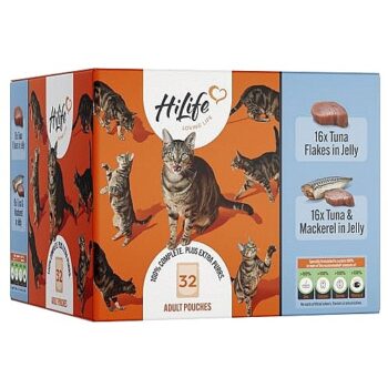 Hilife Wet Adult Cat Food Tuna Recipes In Jelly Pouches (32 x 70g)