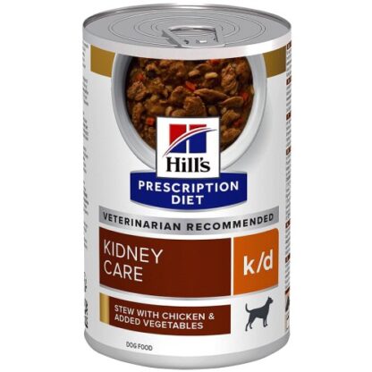 Hill's Prescription Diet K D Kidney Care Stew Wet Adult Dog Food Chicken Tins (12 x 354g)