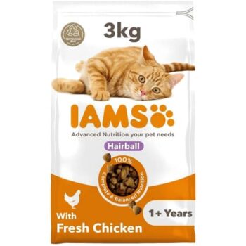IAMS 1 Years Hairball Dry Cat Food Chicken (3kg)