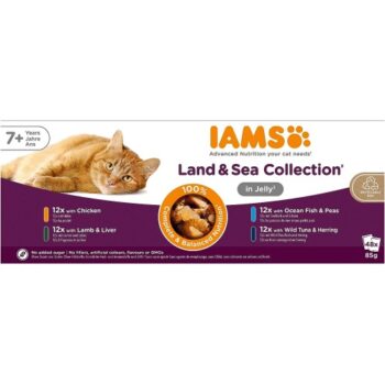 IAMS Senior Wet Cat Food Meat & Fish Variety Mix in Jelly (48 x 85g)