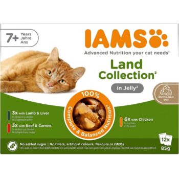 IAMS Senior Wet Cat Food Meat Variety Mix in Jelly (12 x 85g)