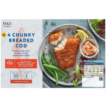 M&S 4 Breaded Chunky Cod Fillets Frozen (600g)