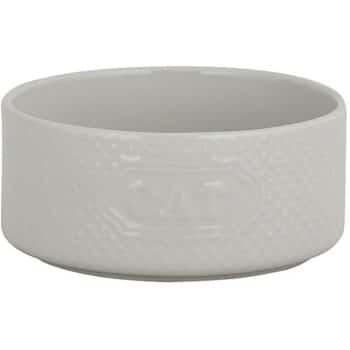 Mason Cash Embossed Cat Feeding Bowl Light Grey