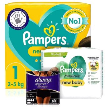 Pampers & Always bundle for New Mum and Baby Wipes Nappies and Pants