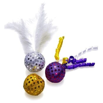Petface Cat Toys Assorted Glitter Balls (3)