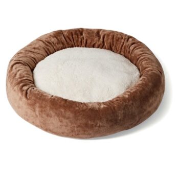 Pets Essentials Velour Donut Cat Bed Brown