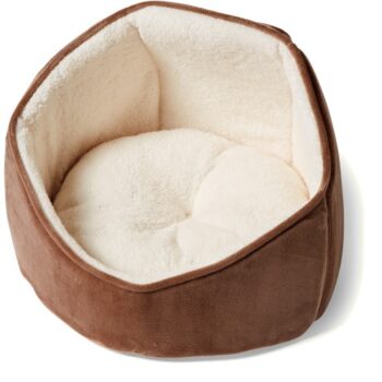 Pets Essentials Velouria Hooded Cat Bed Brown