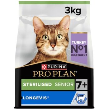 Pro Plan Sterilised Longevis Dry 7+ Senior Cat Food Turkey (3kg)