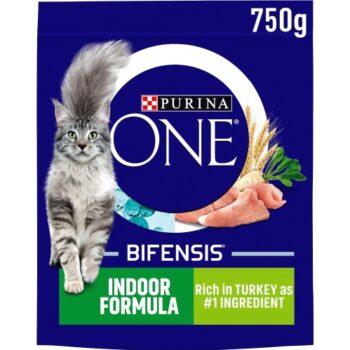Purina One Indoor Dry Cat Food Turkey & Wholegrain (750g)
