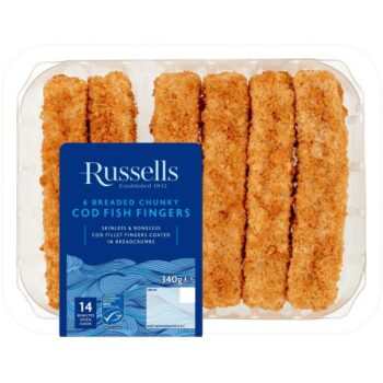 Russell's MSC Chunky Breaded Cod Fish Fingers (340g)