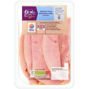 Sainsbury's Air Dried Breaded Wafer Thin Cooked British Ham Slices Taste the Difference (8 x 120g)