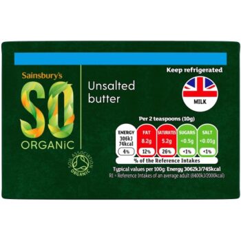 Sainsbury's British Butter Unsalted SO Organic (250g)
