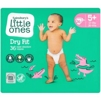 Sainsbury's Little Ones Dry Fit Size 5+ 36 Nappies