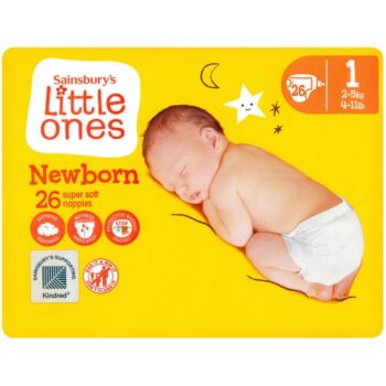 Sainsbury's Little Ones Newborn Super Soft Nappies Size 1 2kg-5kg 4-11lb (26)