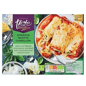 Sainsbury's Spinach Ricotta Cannelloni Taste the Difference Ready Meal For 1 (400g)