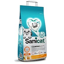 Sanicat Clumping Clay White Duo Cat Litter (10 Litre)