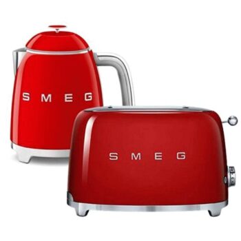 Smeg 50's Style Mini Kettle and 2 Slice Toaster in Red