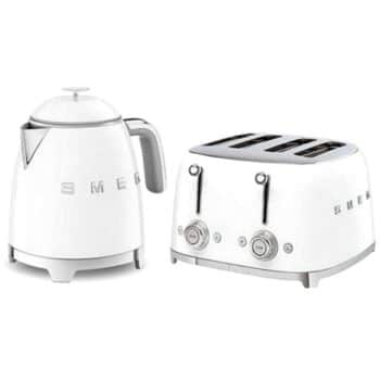 Smeg 50's Style Mini Kettle and 4 Slice Toaster in White