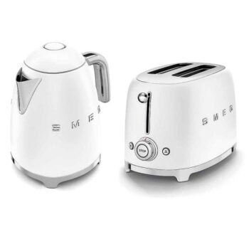 Smeg Kettle and 2 Slice Toaster in Matte White