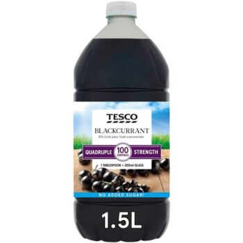 Tesco Quadruple Strength Blackcurrant Squash No Added Sugar (1.5 Litre)