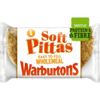 Warburtons 4 Soft Wholemeal Pittas (4)