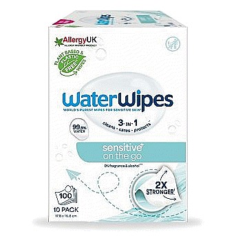 WaterWipes Sensitive On The Go Wipes 100 Wipes (10)