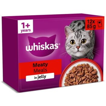 Whiskas 1 Adult Wet Cat Food Pouches Meaty Meals in Jelly (12 x 85g)