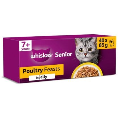 Whiskas 7 Senior Wet Cat Food Poultry Feasts in Jelly (40 x 85g)
